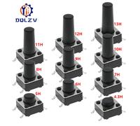 20/50 pièces interrupteur SMD 6*6*4.3mm 5/6/7/8/9/10/11/12/13/14/17 6X6 4Pin Tactile bouton poussoir Micro interrupteur commutateurs à réinitialisation automatique 6x6x25mm