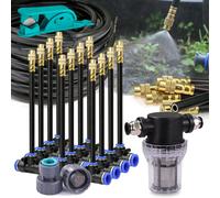 20-5m 3/8" 9/12mm Système de refroidissement par brumisation 360 ° Buse en laiton à courbure libre, atomiseur réglable, pulvérisateur d'irrigation de jardin, filtre à mailles 80 10m Kit