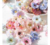 20/60/100 pièces de fleurs de cerisier artificielles, de mini-tournesols, de marguerites mélangées. Matériaux pour boîte à bonbons, couronne, décoration de mariage, bouquet de mariée, décoration de la
