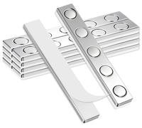 20 aimants néodyme ultra-puissants, 68 x 10 x 2 mm, autocollants, bande magnétique résistante, aimants adhésifs incassables, quatre aimants ronds intégrés pour le bureau, l'école et la maison