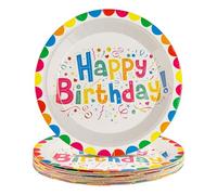 20 assiettes en carton « Joyeux anniversaire », assiettes à dessert de 18 cm, jetables et colorées, décorations de table pour garçons et filles, prénatale, plateau à gâteaux pour un usage quotidien