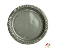 20 ASSIETTES PLASTIQUE RÉUTILISABLE 22CM GRIS- VAISSELLE DE FÊTE