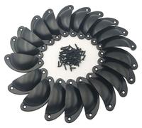 20 boutons de porte vintage, poignées de meuble, poignées vintage en forme de coquillage, boutons de meuble avec vis pour armoires, poignées de meuble anciennes, demi-rondes noires