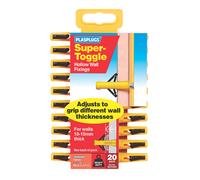 20 chevilles fixations pour mur creux Plasplugs 10 x 37mm