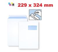 20 ex Grande enveloppe A4 avec fenêtre pochette courrier C4 papier kraft blanc 90g format 229 x 324 mm une enveloppe blanche avec