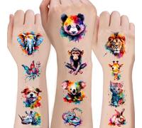 20 Feuilles Autocollants De Tatouages D'Animaux De Dessin Animé Tatouages Temporaires Amusants Pour Les Fêtes Représentant Un Tigre Coloré Sur Le Bras Et Le Visage