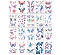 20 Feuilles Autocollants Papillons Pailletés Pour Le Visage Tatouages Temporaires Imperméables Et Réalistes Pour La Clavicule