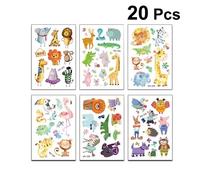 20 Feuilles D'autocollants De Tatouage De Dessin Animé D'animaux Mignons De Personnalité D'enfants, Autocollants Respectueux De L'environnement Pour Enfants (Motif Mixte