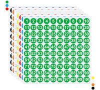 20 feuilles d'autocollants numérotés de 1 à 100, autocollants numériques ronds imperméables de 1 cm de large, autocollants numériques auto-adhésifs à large utilisation pour la marquage des articles Bl
