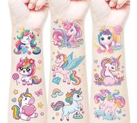 20 feuilles de tatouages temporaires de licorne rose pour femmes, autocollants de tatouage de licorne de rêve doux imperméables, décalcomanies d'art corporel, autocollants de faux tatouages longue dur