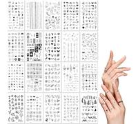 20 Feuilles Petits Tatouages Temporaires Autocollants Avec Des Lettres Anglaises Des Fleurs Des Papillons Et Autres Motifs Pour Le Bout Des Doigts