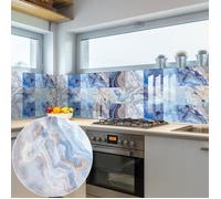 20 Feuilles Stickers Carrelage Bleu 15x15cm Imperméable Adhesif Cuisine Salle de Bain Mural Carreaux Autocollants