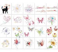 20 Feuilles Tatouages Éphémères Colorés D'Été Pour Les Doigts Et La Clavicule Des Filles