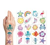 20 Feuilles Tatouages Éphémères D'Animaux Marins Mignons Pour Enfants Série Monde Sous Marin Autocollants Temporaires Pour Fêtes