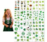 20 Feuilles Tatouages Temporaires Imperméables À Motif Trèfle Et Chapeau Vert Pour La Fête Nationale Irlandaise Et La Saint Patrick
