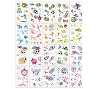 20 Feuilles Tatouages Temporaires Pailletés Et Colorés Sur Le Thème Du Football Style Dessin Animé Mignon Imperméables Pour Enfants