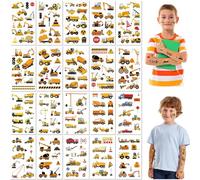 20 Feuilles Tatouages Temporaires Pour Enfants Motif Véhicules De Chantier