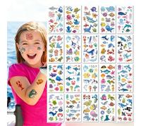 20 Feuilles Tatouages Temporaires Pour Enfants Motifs Animaux Marins Imperméables Et Amusants Pour Une Fête Sous-Marine