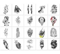 20 feuilles Tatouages Temporaires Représentant Des Têtes De Loups, Des Geishas, Des Cache-Cicatrices, Des Tatouages Sexy Recouvrant Tout Le Bras Et Des Autocollants Personnalisés.