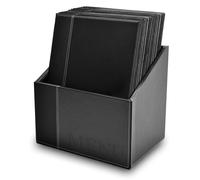 20 menus Trendy Line + coffret de collection – 1 intercalaire rigide recto-verso = 4 pages A4 – Intercalaires en option – Pour bars et restaurants – Simili cuir – Noir
