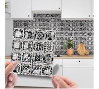20 PCS Autocollant Carreau, Auto-Adhésif Fond D'écran Résistant à la Chaleur Dosseret pour Cuisine Salle de Bâton Mosaïque 10x10cm