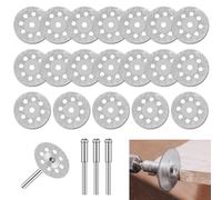 20 Pcs Disque Diamant pour Dremel, 22 mm, Mini Disques à Tronçonner avec 4 Mandrins pour Carreaux, Verre, Pierre