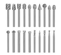 20 Pcs Fraises Rotatives,Jeu de Fraises en Carbure,HSS Burrs Rotatives Embouts Compatible avec Dremel,Tige 1/8''(3mm) Outil Rotatif Pour Meuleuse Travail du Bois, Polissage Métal, Gravure, Perçage