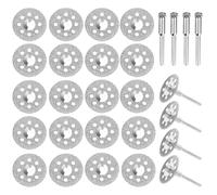 20 Pcs Mini Disque Diamant à Tronçonner, 22mm Disque Diamant de Coupe, Lame Scie Circulaire avec 4 Pièces 3 mm Mandrin pour Couper Bois, Métal, Plastique, Pierre