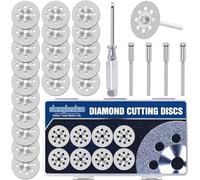 20 Pcs Mini Disques Diamant à Tronçonner pour pour Outil Rotatif Dremel, 30mm Disques à Tronçonner Diamantés avec Tige 3mm pour Coupe Pierre, Verre, Céramique