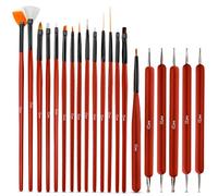 20 Pcs Pinceau Nail Art Ongles Set, Pinceau Ongle Gel Nail Art Pinceaux Nail Art pour Débutant et Professionnel Accessoire Ongles Nail Art pour Dessiner des Détails Avec Poignée en Bois (Rouge)