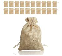 20 Pcs Sachets en Jute, Pochettes en Lin, réutilisable, Sac Toile de Jute Tissu Chanvre avec Cordon Rectangle （12x9cm）