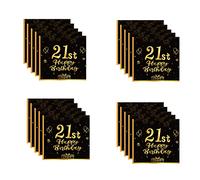 20 PCS Serviettes Papier Decoration Anniversaire 21 Ans,Serviette Papier Noir Gold,Serviettes en Papier Decorees,Serviettes pour Fêtes Joyeux Anniversaire Decoration,Kit Vaisselle Jetable Anniversaire