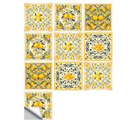 20 PCS Stickers carrelage Autocollants de Carreaux,Citron jaune minimaliste moderne,Auto-adhésif Transfert de Carreaux Bricolage pour décoration Salle Bains Cuisine,20x20cm