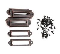20 Pcs Tiroir Étiquette, Antique Étiquette Cadre Porte-Cartes Bureau Bibliothèque Fichier Tiroir Étiquette avec Vis DIY Rétro Tiroir Signes Étagère Note Accessoire[Bronze Rouge] Porte-étiquettes