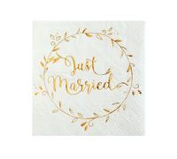 SANTEX Serviettes en papier Just Married 6334-3 métallisées 25 x 25 cm Lot de 20