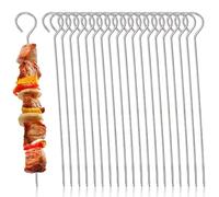 20 Pics à Brochette Inox 30 cm pour Barbecue | Brochettes pour barbecue réutilisables, compatibles broche barbecue, four et friteuse à air, idéales pique brochette