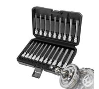 20-Piece Hex Socket Set - Metric & SAE Long Hex Bits, 3/8 Inch Square Drive | Includes H3-H12 Metric & 1/8-7/16 SAE Sizes, Durable S2 Steel Construction, -Resistant Finish, for Automotive & Mach
