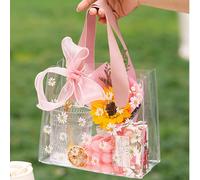 20 pièces/1 pièce Sacs cadeaux marguerite, sacs d'emballage pour vêtements, sacs de shopping, sacs de fête, sacs portables transparents en PVC, sacs cosmétiques, sacs d'emballage pour vêtements, sacs 