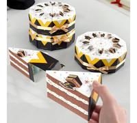 20 pièces/10 pièces Boîte cadeau de tranche de gâteau thème campus, boîte cadeau 3D livre & chapeau de graduation, noir et or premium avec nœud de ruban en satin doré, boîte d'emballage cadeau modulai