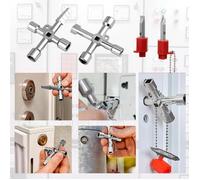 20 Pièces 4 Voies Clé Universelle, Clef Triangle, Clés Carrées, Clé en Croix Universelle pour Armoires Electriques, mu CLE A MOLETTE