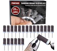 20 Pièces 400 Grains Tambours de Ponçage pour Outil Rotatif Dremel, Manchons Abrasifs Avec des Tiges de 3 mm, Manchons de Ponçage, Mèches de Ponçage pour Le Ponçage Et le Polissage Métallique.