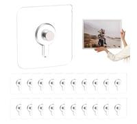 20 Pièces Accroche Tableau Sans Percer Transparent Auto Adhésifs Attache Cadre Crochets Fixation Murale Pour Cadres Photo Posters Peintures Pour Salle de Bain Cuisine Douche Miroir Étagère