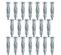 20 Pièces Ancrages pour Murs Creux en Acier Argenté 5x52 Vis | Fixations pour Plaques de Plâtre, Anti-rotation, Charge Répartie, Vis Machine Amovible
