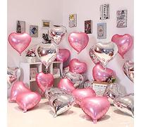 20 Pièces Ballon Coeur Baudruche en Forme de Coeur Ballons de Fleuret Ballon Helium Coeur pour Anniversaire Engagement Mariage Saint Valentin Douche de Bébé Décoration, 46CM (Argent Rose)