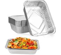 20 Pièces Barquette Aluminium Barquette Aluminium Barbecue, Barquette Alimentaire Jetable pour Cuisson, Congélation (1000 ml)
