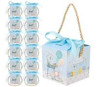 20 Pièces Boîte Cadeau Bébé en Carton Bleu Ruban, Coffret Bonbons pour Fête de Noël ou Anniversaire, Emballage Cadeau Décoratif et Fonctionnel Style