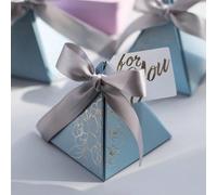 20 pièces Boîte-cadeau en papier avec ruban, exquise boîte de faveurs de fête imprimée de fleurs métalliques bleues pour mariage, fête, Saint Valentin Taille Unique,10 piècesLettres,PlantesPapetier