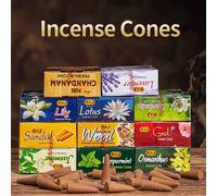 20 pièces/boîte Cônes d'encens de qualité supérieure, profitez des parfums de l'Inde - jasmin, sauge, citron, santal, lavande et plus - idéal pour le yoga, la méditation, l'aromathérapie et la décorat