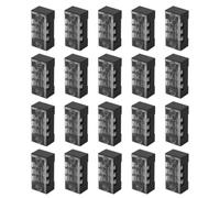 20 Pièces Bornier Fixe 3 Positions en Plastique Métal Couvercle | Barrière à Vis, Protège les Fils, Organisation du Circuit, Modèle 1503 Noir