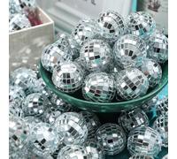 20 pièces Boules à facettes de miroir Ornement Mardi Gras Mini Petites boules disco suspendues Décoration réfléchissante pour fête à thème disco des années 70 Arbre Anniversaire Mariage (Argent) 10 pi